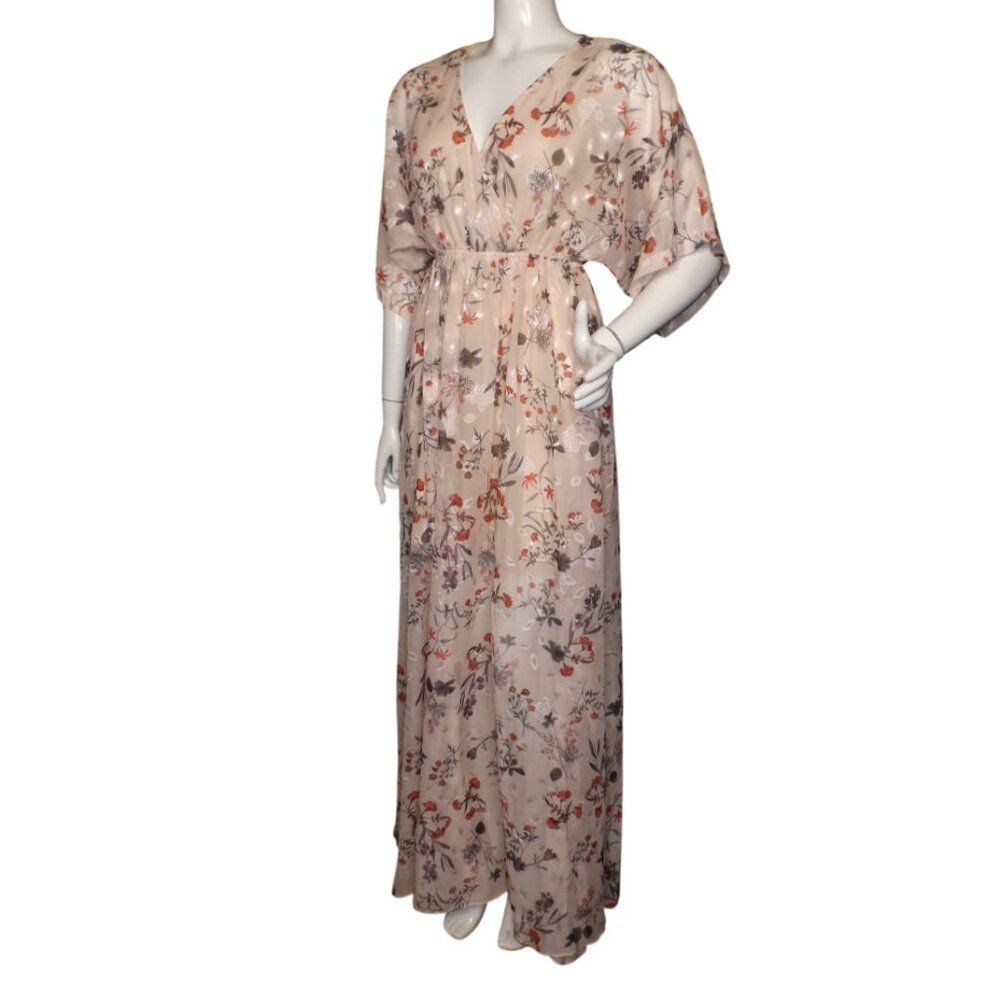 BALTIC BORN Maxi Dress, S, Pink/Multicolor Floral, Kimono sleeve, V-neck, Long - Picture 4 of 14